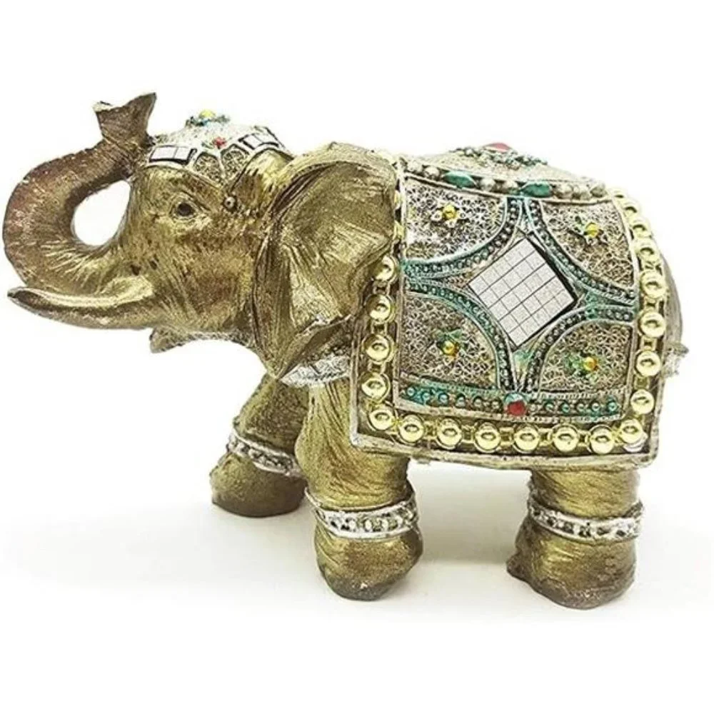 Mose Cafolo Stunning Brass Bronze Color 6" Elegant Elephant Trunk Feng Shui Stat - Picture 6 of 6